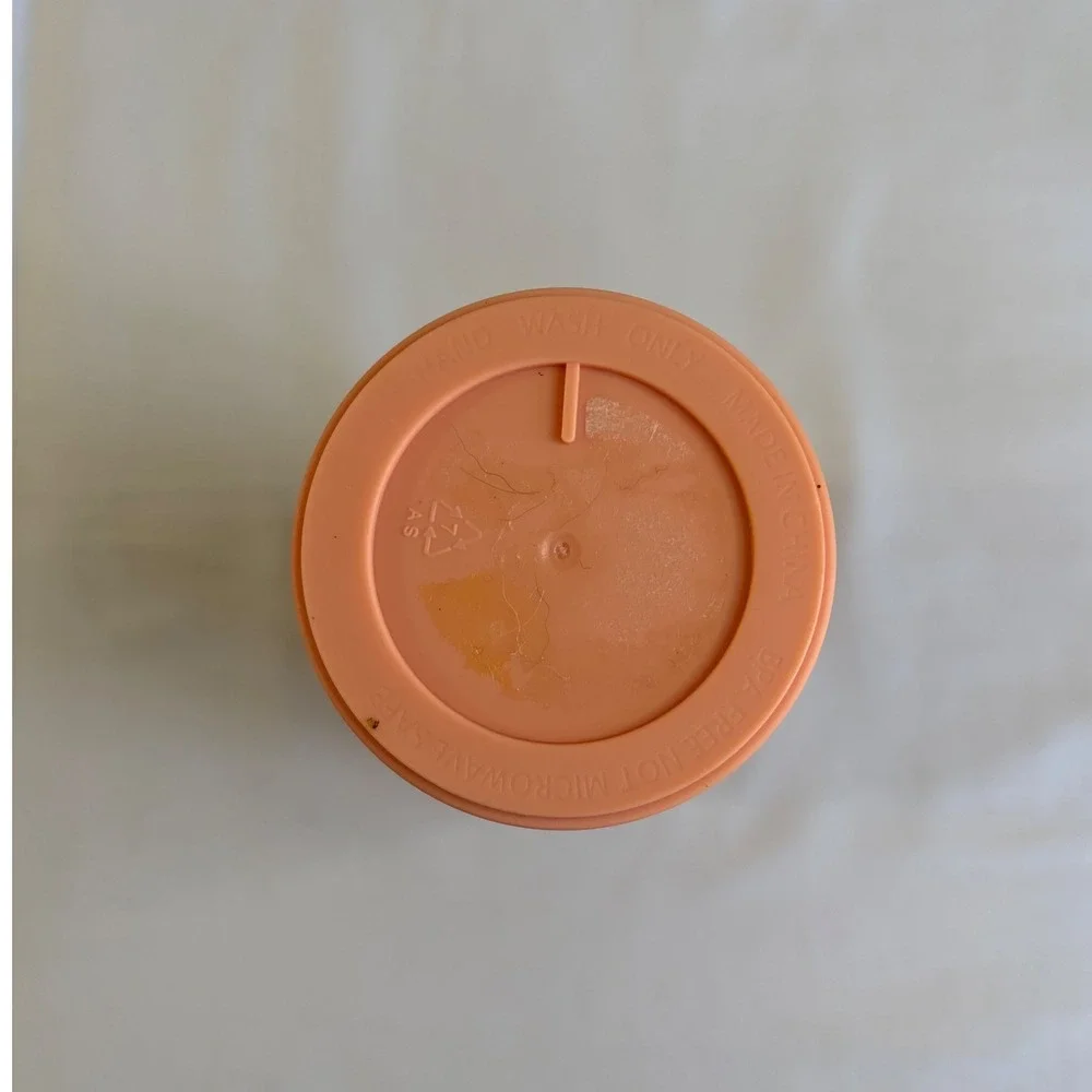 Monogram Letter M Tumbler Matte Peach Pink Gold Lid Insulated Travel Cup 20oz‎